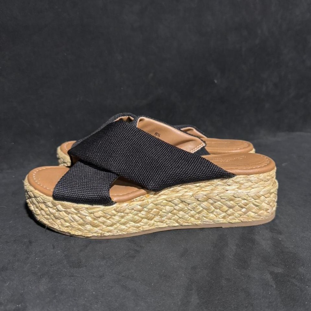 Black Espadrille Wedge Sandals‎ (Women's 8.5)